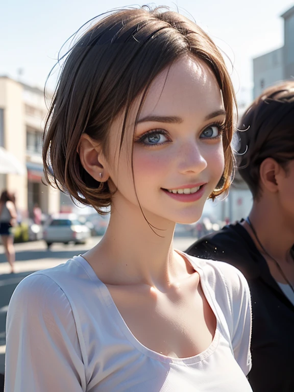 (best quality, 8k, photorealistic:1.5), (solo, one girl:1.5),(shine a bright light on women),(ultimate beautiful girl),(shiny skin),(oily skin),(short hairstyle:1.3),(cool beauty),(Blush brown makeup),(use pink glossy lipstick),(big beady eyes girl:1.5),(droopy eyes girl:1.5),(Big Eyes),(baby face),(healthy body),(sweet smelling girl),(virgin girl),chuuChloe,(impressive eyes:1.5),(clean girl),(cute),(relaxing time),(compassion),(impurity),(love filled),(No love experience),(teenager:1.2),(Lovely),(university student:1.5),(smile:1.5)