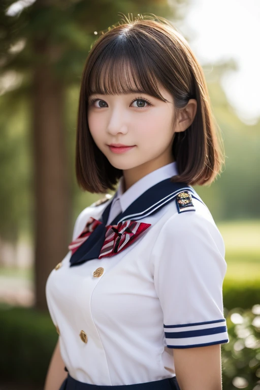(girl person)、((highest quality))、(Super detailed)、(Very detailedCG統合8k壁紙)、Very detailed、High-resolution raw color photos、Professional photos、(Cute bob cut)、Great face and eyes、Pink Eyes 、(uniform、Pleated mini skirt:1.3)、(胸が大きく開いたuniform:1.3)、Beautiful big breasts、Raw milk、(Amazing Beautiful Girl)、(((Bokeh)))、Depth Field、