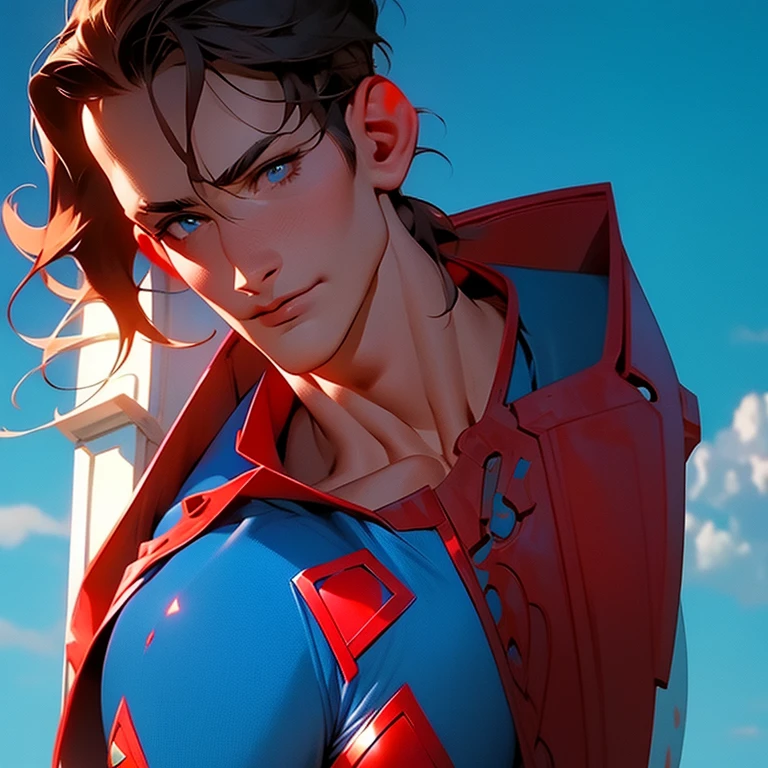 Superboy beijando o supergirl com cena romantica, explosion of pleasure and romanticism.