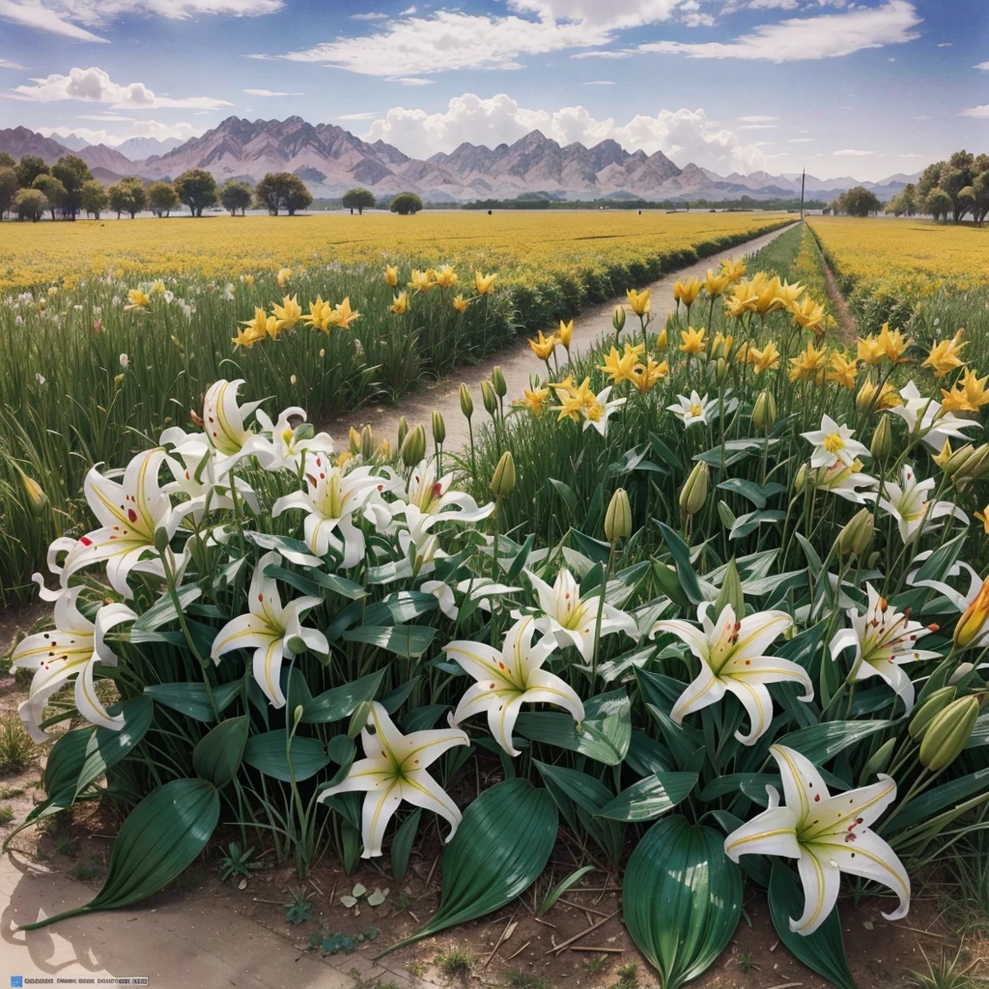 wtrcolor style, digital art of (lilies), official art, blown by the wind, masterpiece, beautiful, ((watercolor)), paint splatter, intricate details. Great detail, [dripping:0.5], trending on Artstation, Rachel Walker