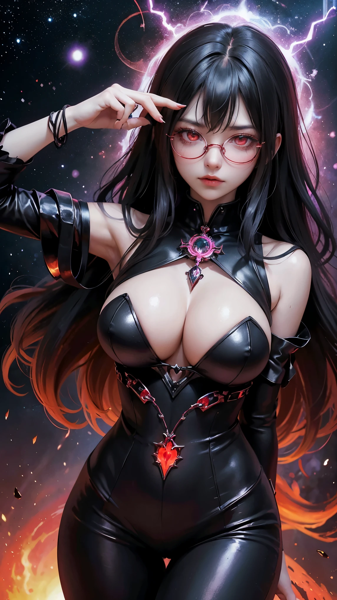 (highest quality,High resolution:1.2),(dark,Threatening:1.1),(Bad luckな:1.1), In the vortex of space,
Heart of a Goth Maiden, Very dark shade.
Her Eyes, Like dazzling fur in a starless haze,
A symphony of despair in their eyes.
Her Mogul Snaps, Mysterious Cemetery,
Think about it, The source of her sadness.
With her black hair swaying in the moonlight,
She weaves despair into her dreams.
oh, Her Soul, Shadow&#39;Embrace,
Take me to space.
At each step of the Kelhudelgoring, She summons darkness,
Dance of the Void, Whippler Big Spark.
Her touch is an icy caress of the void,
In her vague existence, I am left confused.
For Love, Bumblewisk, Cosmic Power,
Stars shining in the endless night.
Confusion swirls, Let the emptiness cry out,
Our love is a dazzling dream in the universe.
Gothic Witch of the entire star world,
In your void, I find my soul.
Hypermaximalist, Anime Style, Breathtaking oil paintings, Surreal, Ultra-realistic digital illustrations that mimic the style of oil paintings, Seamlessly blends the psychedelic visionary art of Alex Grey with the biomechanical aesthetic of H.R. Giger. Great composition, masterpiece, highest quality, (devil,Satan,Lucifer:1.1),(devilish:1.1),(Bad luck,Bad luckな:1.1),(Powerful figure:1.1、Big Breasts、Glasses) 、 ((((Huge glasses, Nerd Glasses, thick glasses, Round Glasses)))),(((Big Breasts)))、(Red eyes glow:1.6)、(Red glowing eyes,Sharp teeth:1.1),(Black wings,thick,shabby:1.1),(hellish landscape:1.1),(fire,sulfur:1.1),(Threatening atmosphere:1.1),(dark shadows,Threatening presence:1.1),(Bad luck clouds,Stormy Skies:1.1),(dark,Spooky atmosphere:1.1),(Bad luck aura,Evil energy:1.1),(dark aura,cigarette:1.1),(intense heat,Burning Flames:1.1),(Surreal,Nightmare Visions:1.1),(Predicting the end:1.1),(Twisted corners,Fiery crown:1.1),(Bad luck whispers,devilish laughter:1.1),(Cry of pain,echoing screams:1.1),(Bad luck symbols,Ancient runes:1.1),(Mysterious Relic,dark artifacts:1.1),(Infernal Ritual,Ritual sacrifice:1.1),(devilish minio