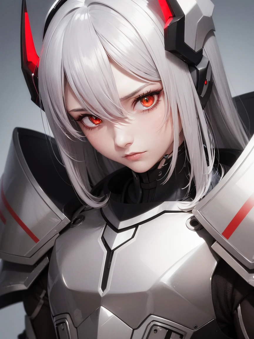 1 men, silver hair, green pupils, small scar on face, headgear, red and black armor, look viewers, masterpiece, ultra high res, 8k, v1.0, absurdres, high details, scenary, anime 2.5D style