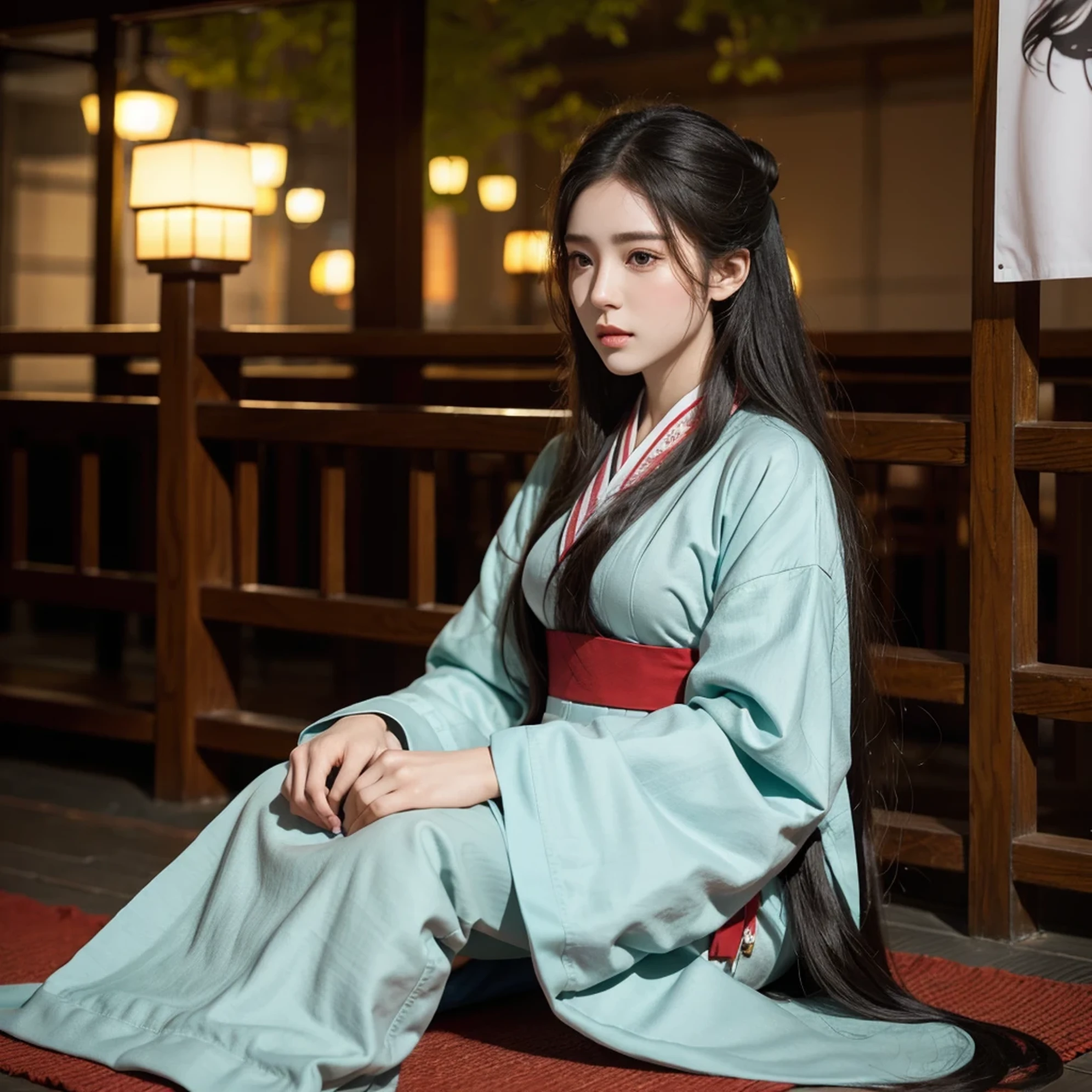 best quality, masterpiece, cinematic lighting, intricate, simple background, detailed face, full body, (outline:1.2), (popart:1.3), lineart, , , 1girl, sitting, hanfu, skistyle,, ,