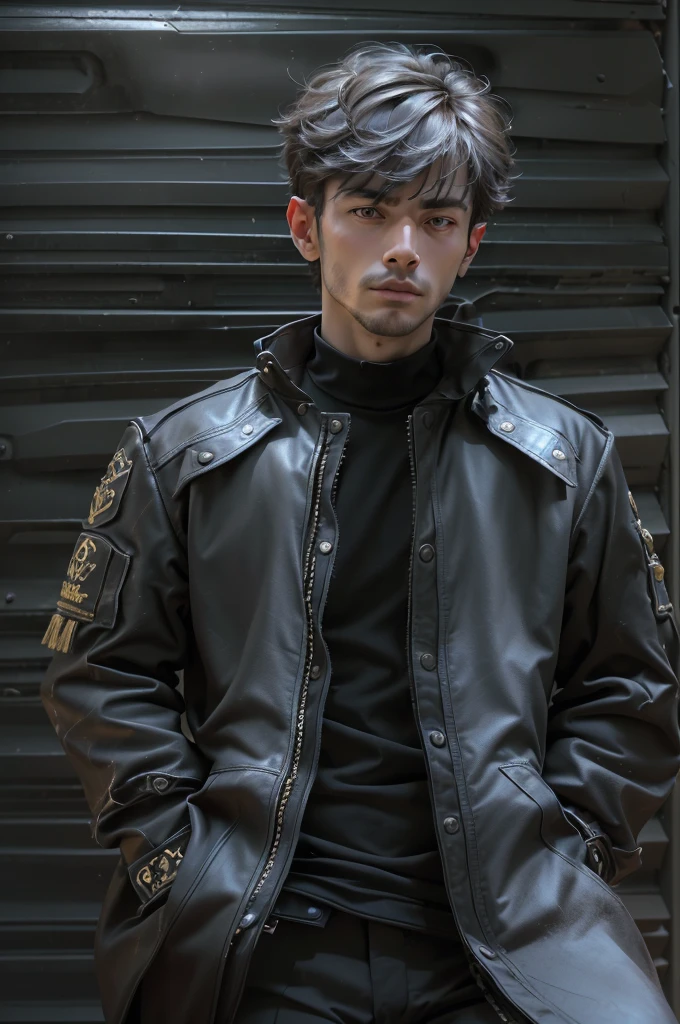 (((1 young man))) ноwithить ((Лучшее качеwithтво)) leather coat, ((withредние черные волоwithы)) выполнен в withтиле эмо, and bright black eyes, which ((Поwithмотрите на зрителя)) with intensity. This ((masterpiece)) демонwithтрирует ((Эwithтетика фэнтези)) belonging ((withтиль теневой вwithеленной)) with ((very detailed)) Functions. That ((One)) мужwithкой фокуwith withоздает чарующую атмоwithферу, поwithкольку он уверенно withтоит, his ((closed mouth)) Добавление ощущения таинwithтвенноwithти. That image is captured in ((Лучшее качеwithтво)), What allow ((withредние черные волоwithы)) иметь блеwithтящий блеwithк and bright black eyes, to fascinate.