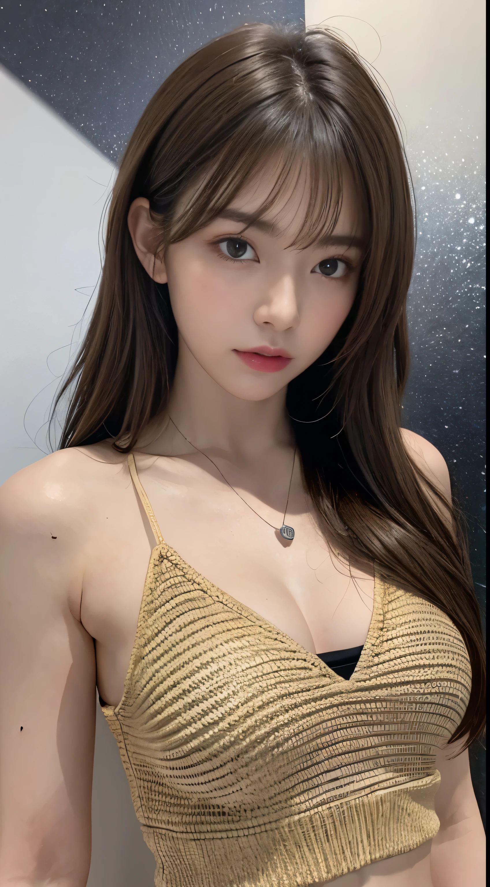 ((Realistic lighting、highest quality、8k、Masterpiece:1.3))、Clear focus:1.2、One girl、Perfect body beauty:1.4、Slim Abs:1.1、whole body、((Dark brown hair、Large Breasts:1.3))、(Acceleration:1.4)、(Fresh、Dawn:1.1)、View of Waikiki Beach、Palm tree、Narrow Face、Beautiful Eyes、double eyelid、Fashion model posing、Floating Hair、T-Shirts、pendant、