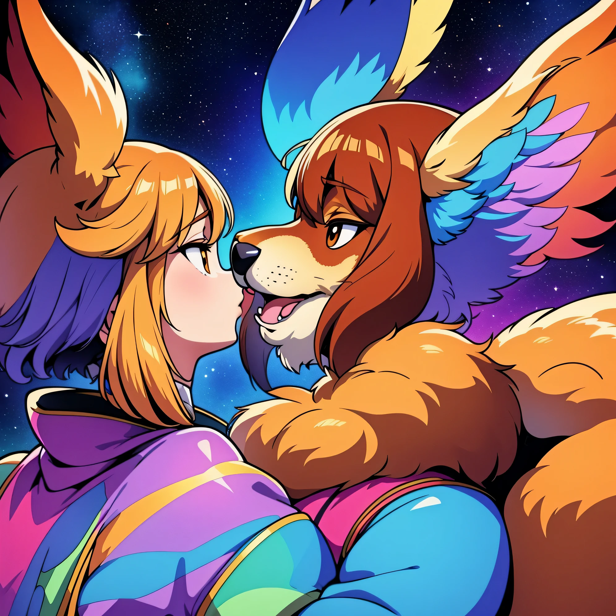 portrait of (Stolas) in space, cosmic colors, epic watercolor style, (looking to the side:1.1), furry, (solo:1.1),
