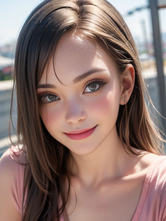 (best quality, 8k, photorealistic:1.5), (solo, one girl:1.5),(shine a bright light on women),(ultimate beautiful girl),(shiny skin),(oily skin),(long hair:1.3),(cool beauty:1.5),(Blush brown makeup),(use pink glossy lipstick),(big beady eyes girl:1.5),(droopy eyes girl:1.5),(Big Eyes),(healthy body),(sweet smelling girl),(virgin girl),chuuChloe,(impressive eyes),(clean girl),(cute),(relaxing time),(compassion),(impurity),(love filled),(No love experience),(teenager:1.2),(Lovely),(university student:1.5),(smile:1.5)