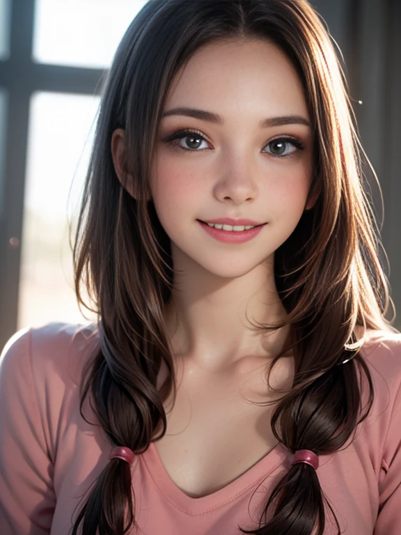 (best quality, 8k, photorealistic:1.5), (solo, one girl:1.5),(shine a bright light on women),(ultimate beautiful girl),(shiny skin),(oily skin),(long hair:1.3),(cool beauty:1.5),(Blush brown makeup),(use pink glossy lipstick),(big beady eyes girl:1.5),(droopy eyes girl:1.5),(Big Eyes),(healthy body),(sweet smelling girl),(virgin girl),chuuChloe,(impressive eyes),(clean girl),(cute),(relaxing time),(compassion),(impurity),(love filled),(No love experience),(teenager:1.2),(Lovely),(university student:1.5),(smile:1.5)