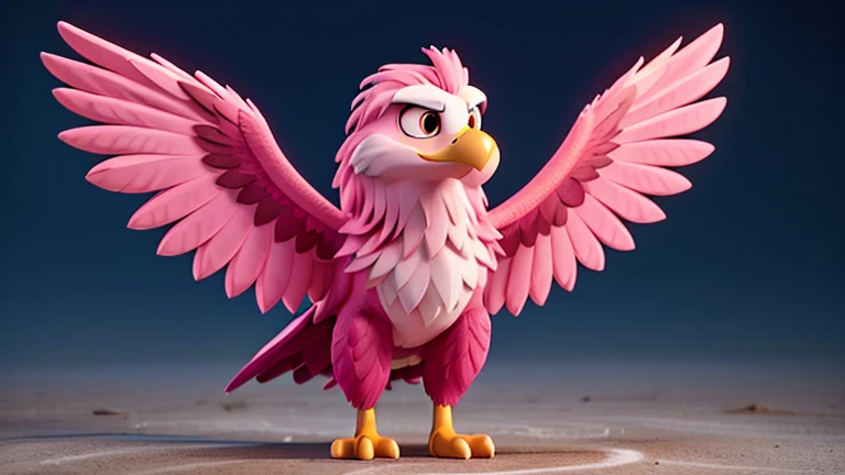 pink and black fire eagle with a volleyball disney animation style
