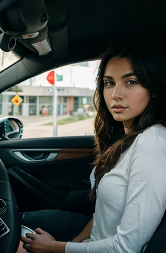 guy and girl driving in a car