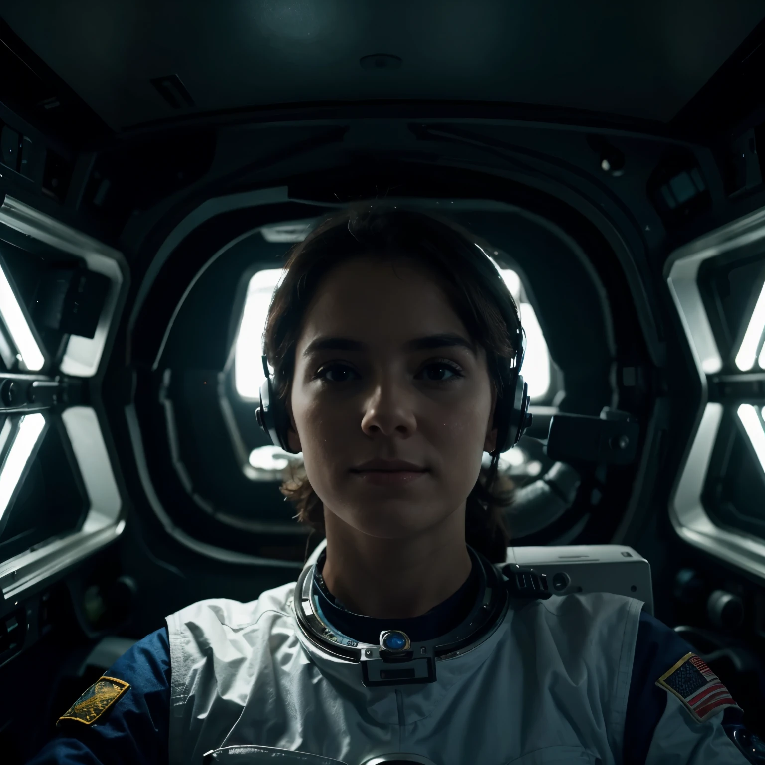Videos de astronauta sentado en su nave con luces parpadeando