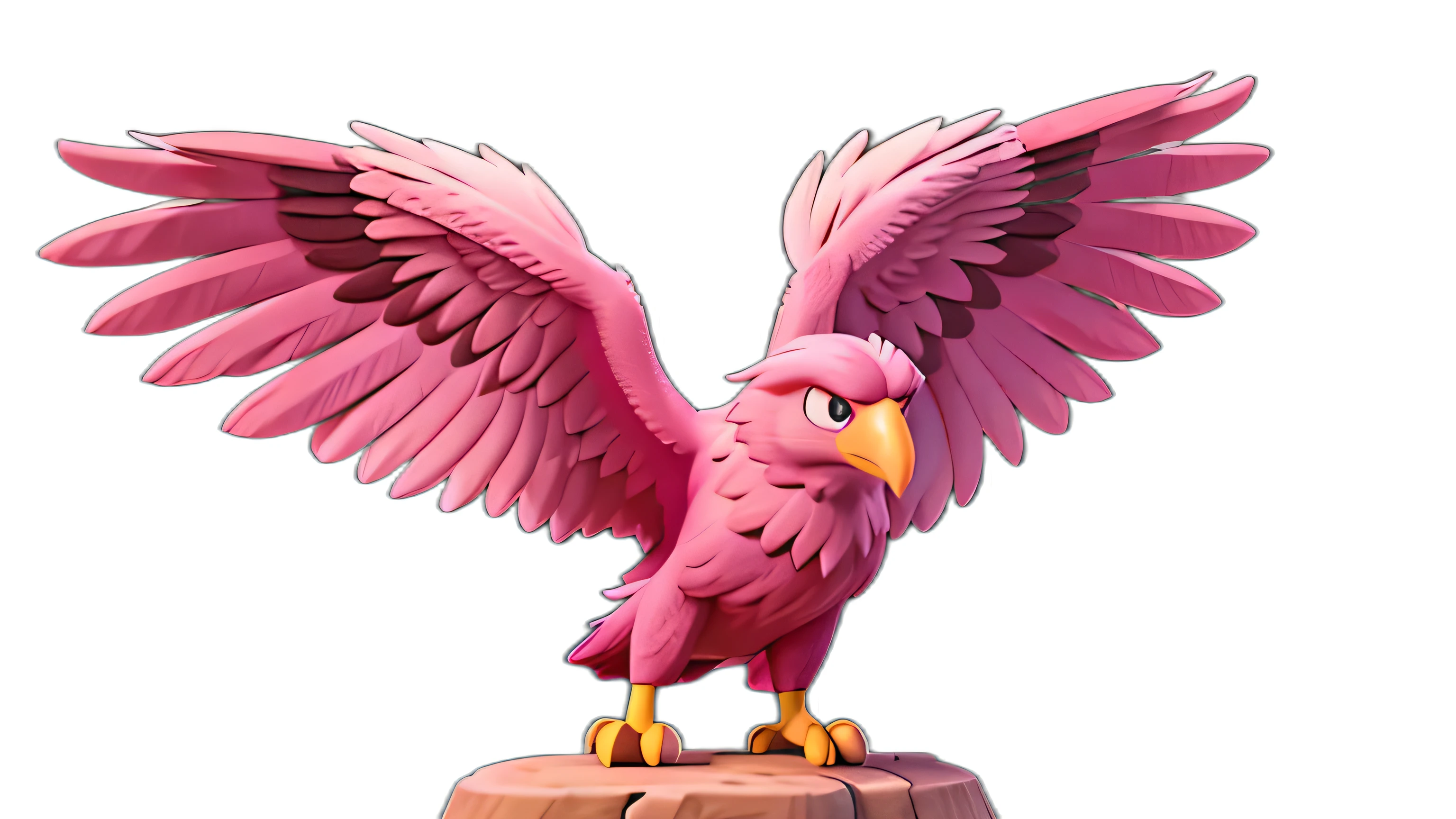 pink and black fire eagle with a volleyball disney animation style