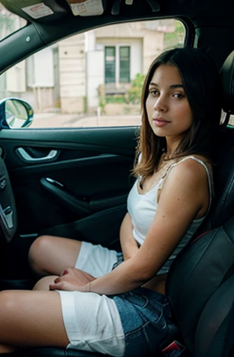 girl in the back seat of a car