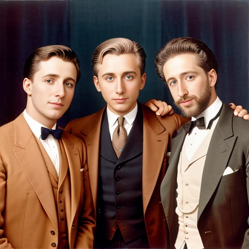 color photo group of perfect men jewish Abramowicz focus image character face with color