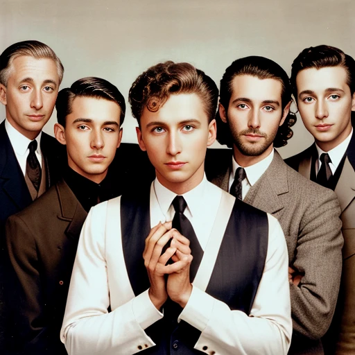 color photo group of perfect men jew Abramowicz focus image character face with color
