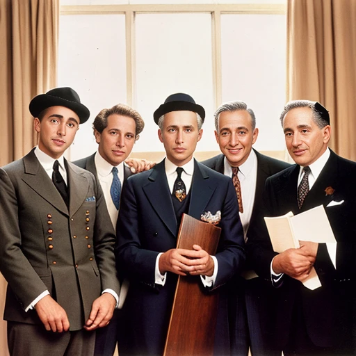 color photo group of perfect men jewish Abramowicz focus image character face with color