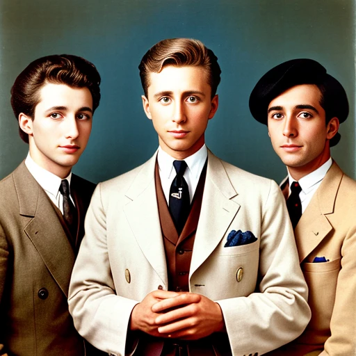 color photo group of perfect men jew Abramowicz focus image character face with color