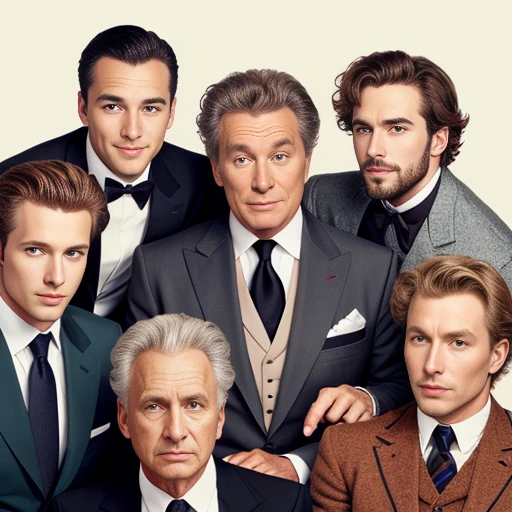 group of perfect men Abramowicz focus image character face with color