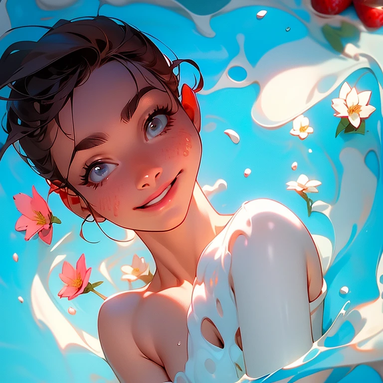 Supergirl tomando banho em uma banheira de espuma com o superboy aos biejos romanticos🍓 🍓 🍓 💋 corações 💕 flores 💐