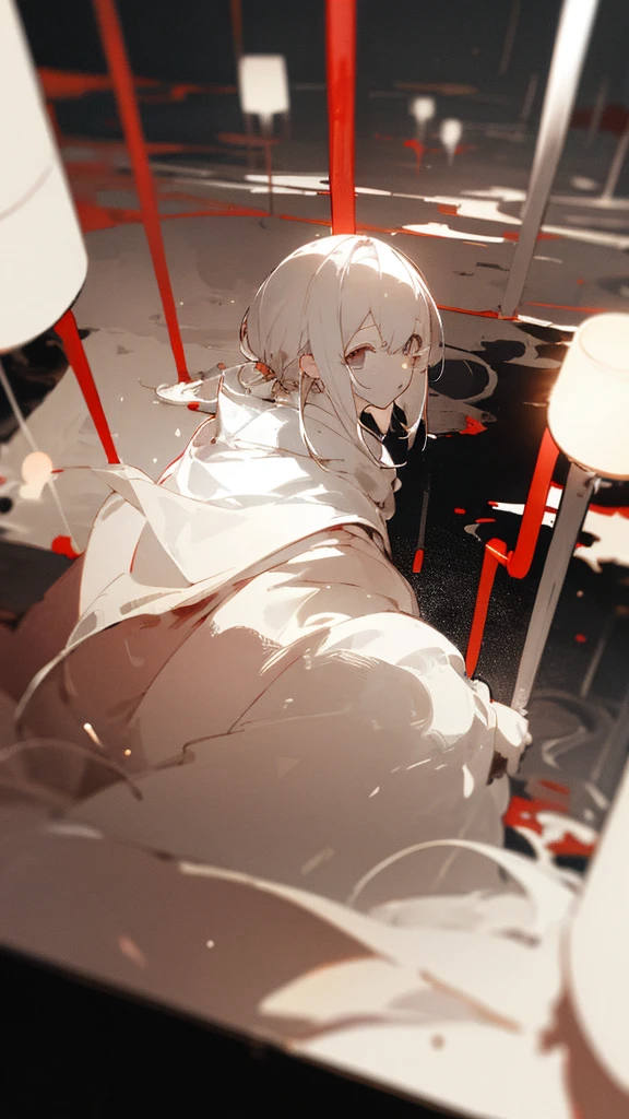 (masterpiece、highest quality)、Warm lighting、 Blurred foreground、Deep in the night、High Contrast,it's snowing,Black night,full moon,universe,planet,Moon and Earth,Ruined World