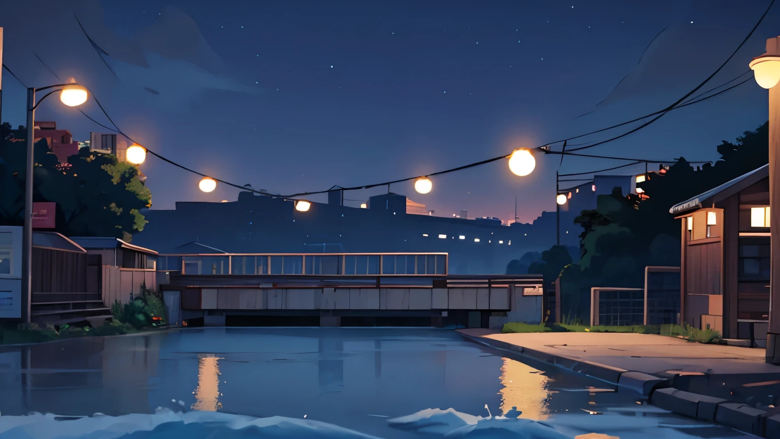 make a cute image for the background of lofi videos, paisagem escura, do it at night, It's night