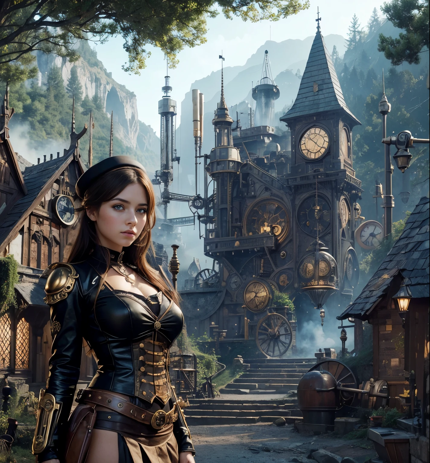 (masterpiece, best quality:1.2), (8k uhd, 16k, 32k, ultra high res), (photorealistic:1.37), (RAW photo), ultimate-realistic, ultimate-realistic details, ultimate-realistic texture, ultimate-intricate details, ultimate-realistic lighting, ultimate-realistic shadow, american girl, ultimate-cute face, ultimate-RAW skin, ultimate-realistic blue eyes, girl in steampunk suit, cannon mounted on shoulder, very cute face, mechanical, extremely intricate details, full body shot, ultimate photorealistic, clear stream