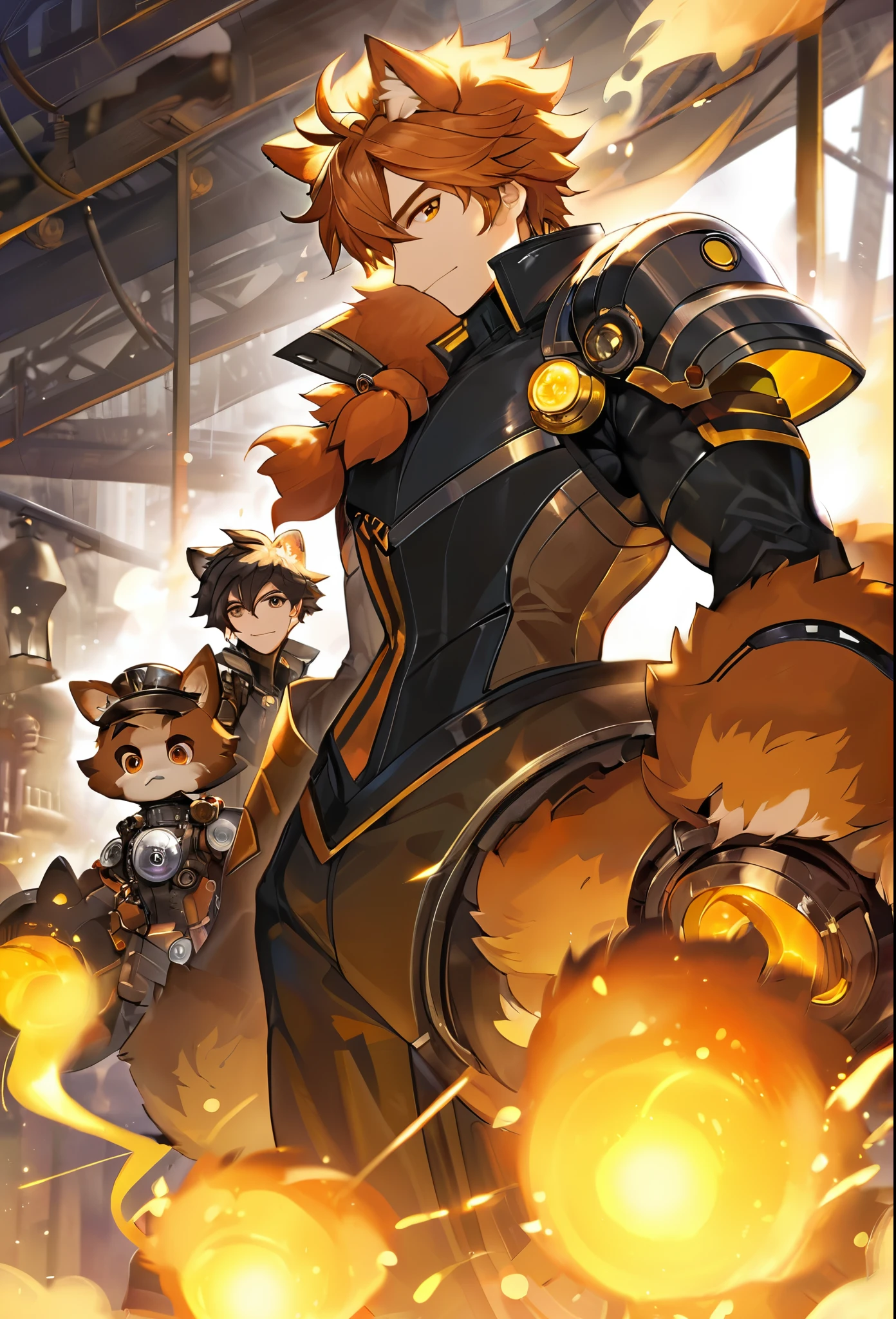 top quality, High-quality illustrations by Johannes Vermeer, masterpiece, Dark_Fantasy, Cyberpunk, steam punk(super handsome boy, single, kemono)Mechanical marvel, Robotic presence, Cybernetic guardian, wearing a worn-out mech suit, intricate(steel metal, rusty)(furry anthro:1.7)(Furry body, dog facial features, dog body features)elegant, clear focus, shot by greg rutkowski, soft lighting, vibrant colors, masterpiece((street))cowboy shot, dynamic pose,