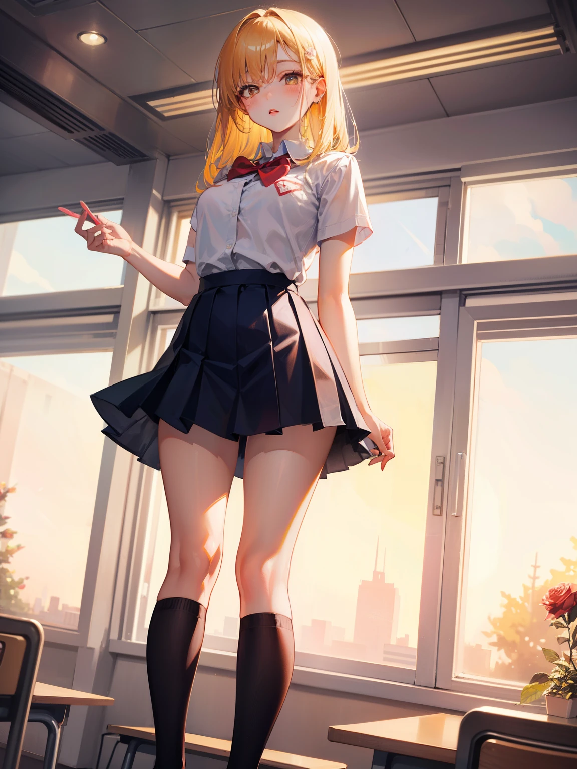 thin girl in sexy school skirt and underwear