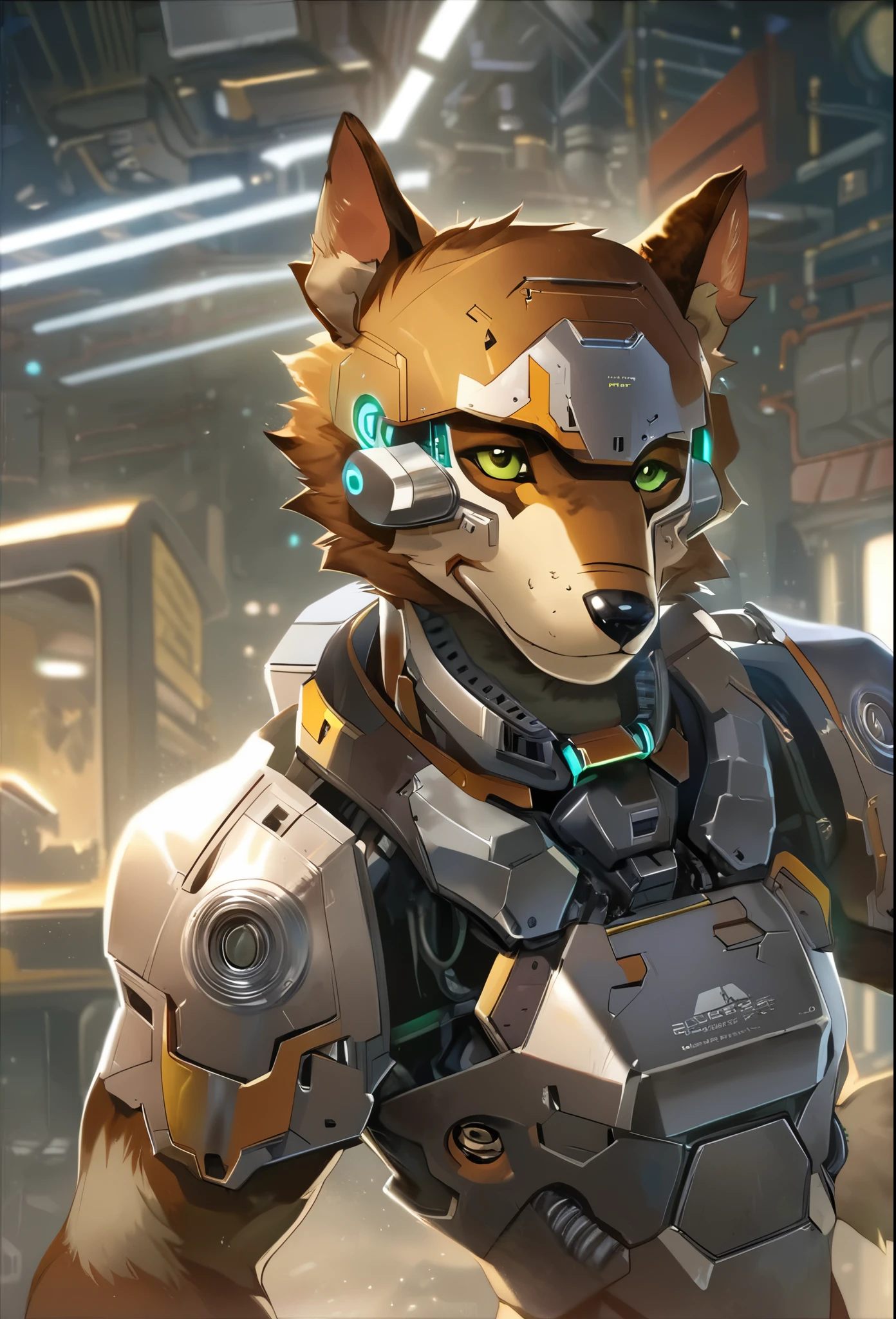 top quality, High-quality illustrations by Johannes Vermeer, masterpiece, Dark_Fantasy, Cyberpunk, steam punk(super handsome boy, single, kemono)Mechanical marvel, Robotic presence, Cybernetic guardian, wearing a worn-out mech suit, intricate(steel metal, rusty)(furry anthro:1.7)(Furry body, dog facial features, dog body features)elegant, clear focus, shot by greg rutkowski, soft lighting, vibrant colors, masterpiece((street))cowboy shot, dynamic pose,