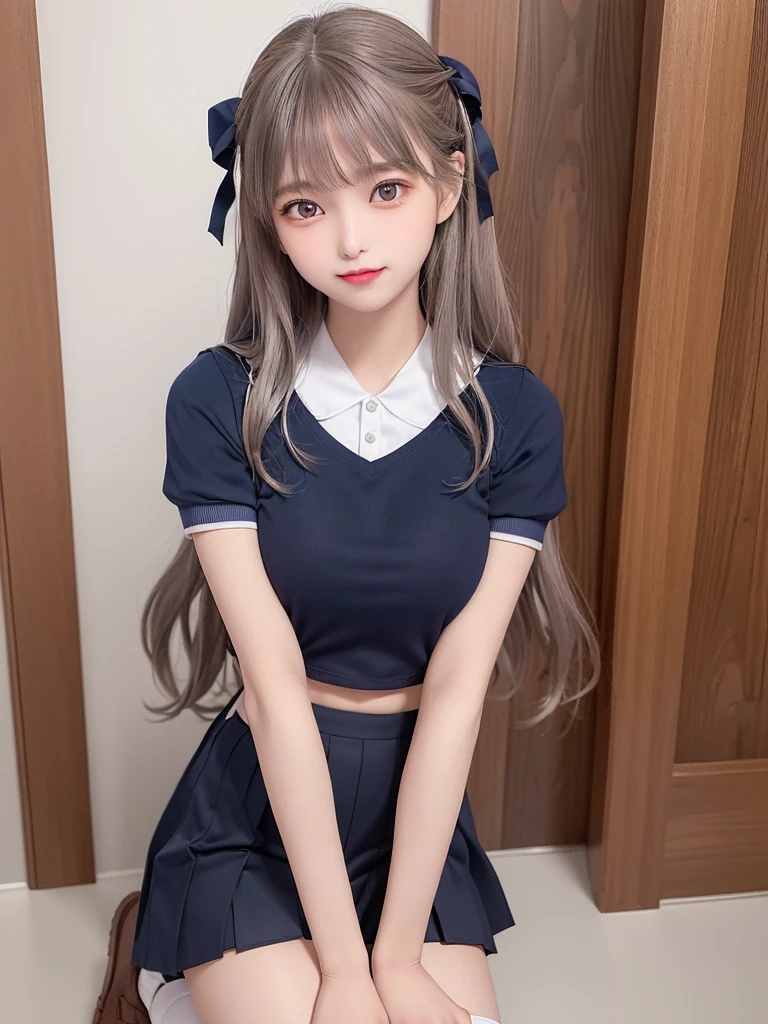 Photo quality,Masterpiece,Realistic,(15 year old cute Japanese girl:1.9),(Detailed young face,whole body:1.9),(Very embarrassed look:1.9),(Thin legs,whole body:1.9),((Wear cute clothes:1.9)),(Spread your legs to show your inner thighs),((Trendy hairstyles:1.9)),((Inner thigh visible:1.9)),((Dkroopy eyes:1.9)),((Body type of a 15 year old girl,Small Tits:1.9)),(Cute hairstyle:1.9),((Skinny Legs)),Very pale skin,Show your forehead,Detailed body,Detailed hands,No makeup