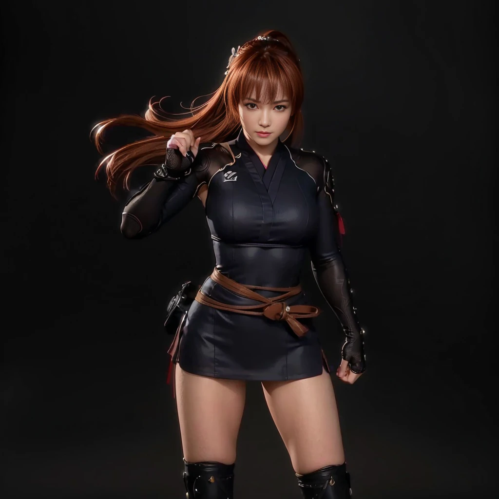 Kasumi, (best quality,ultra-detailed),(Realistic:1.37), beautiful and detailed face, Ultra-realistic texture, delicate face, delicate body, vivid colors. High definition, 8k. athletic body. angry expression with a provocative smile