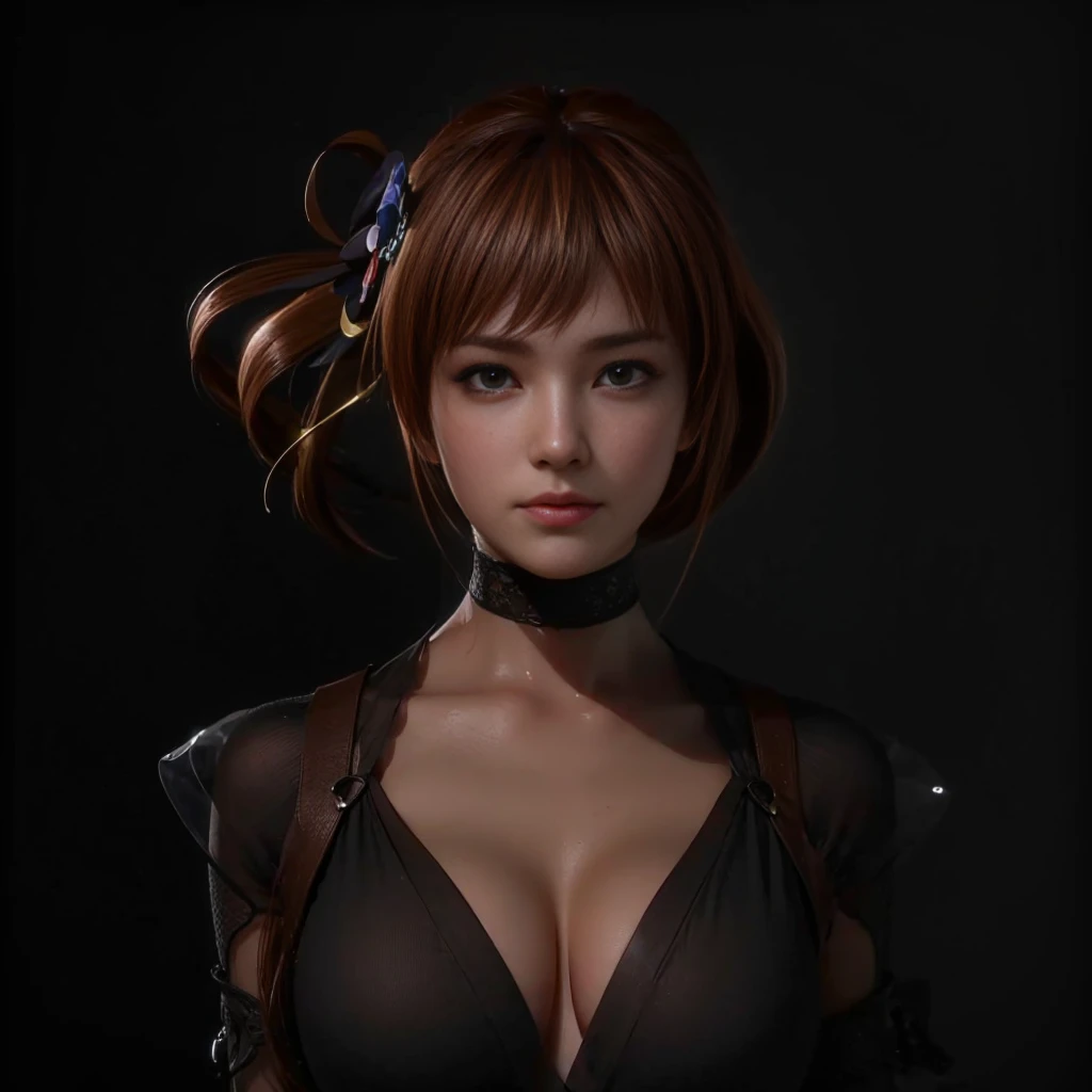 Kasumi, (best quality,ultra-detailed),(Realistic:1.37), beautiful and detailed face, Ultra-realistic texture, delicate face, delicate body, vivid colors. High definition, 8k. athletic body. angry expression with a provocative smile