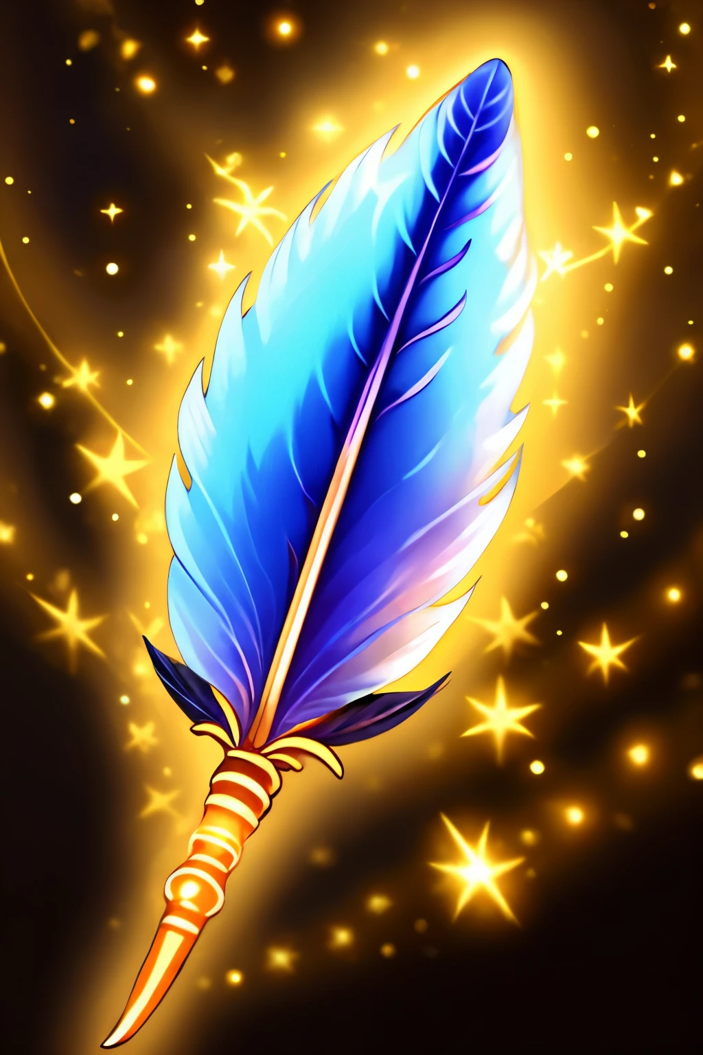 Genshin impact Style Artifact,Itemis a  Stylized Feather Main focus,delicate feather imbued with celestial light, shimmering with a soft, ethereal glow, symbolizing purity and enlightenment, Deep-Woods, item by itself, simple background