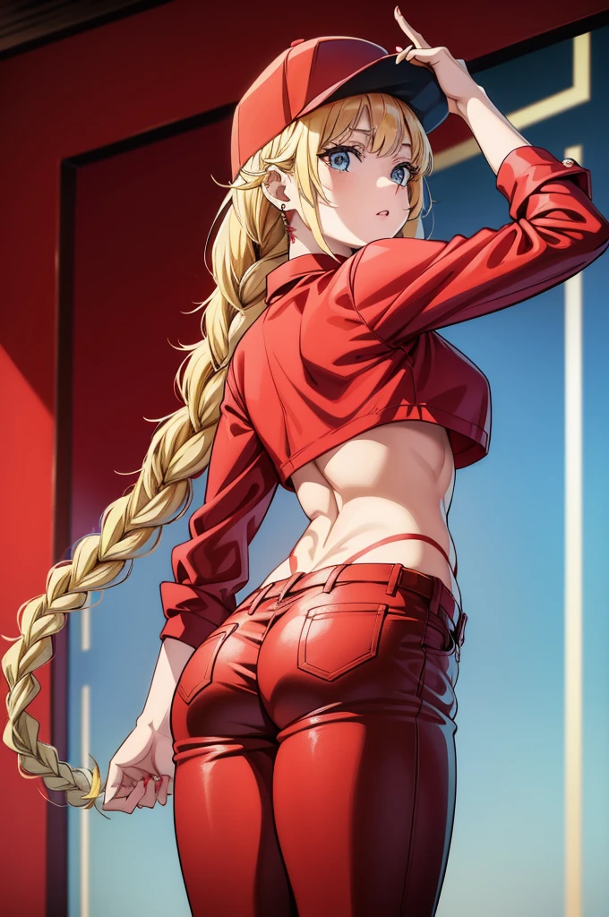 da,bare leg,red slingshot swimsuit,wet,o-ring,small breast,full body,solo,dark blue eyes,one girl,medium hair,blonde ,muscle,small breast,indoor, strong light and shadow contrast ,crying,tears,pissing,a blonde girl being tortured by electric shock on a iron chair,pantyhose,bondage,machine,electric machine