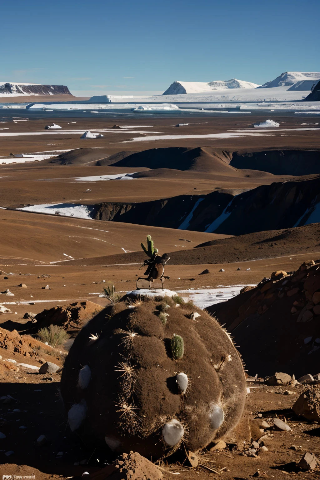 A slice of poo riding a cactus in Antarctica 