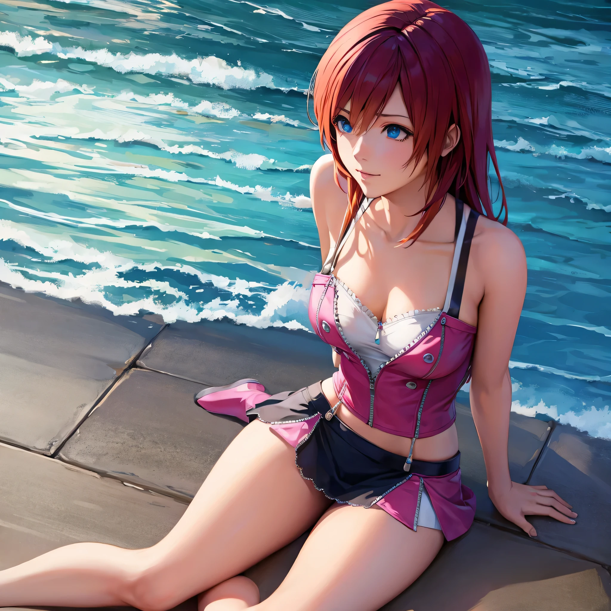 Chica Anime Sexy Personaje de videojuego Kingdom hearts Kairi hermosa detallada sin errores