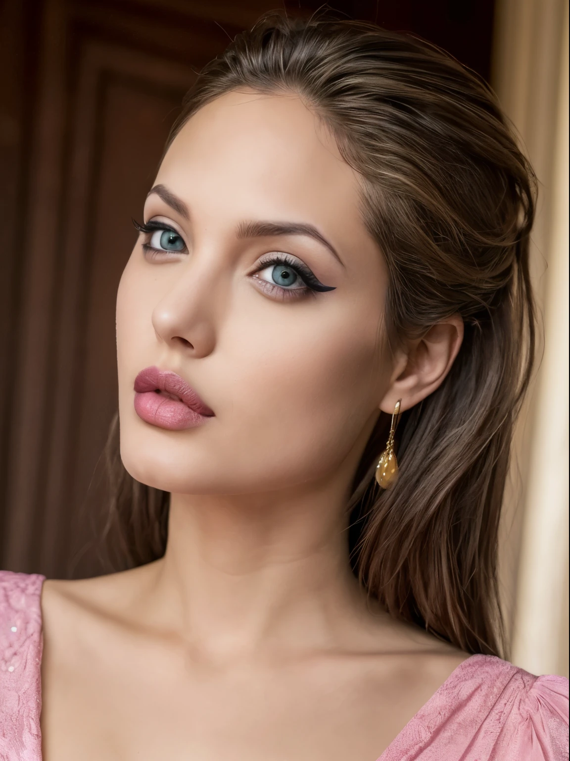 (Best quality,8K,A high resolution,Masterpiece:1.2, DSLR, 16k ),Ultra-detailed,(Realistic,Photorealistic,photo-realistic:1.37),Portrait, Creative style artwork, Historical, classical, Sophisticated, plethora of colors ,Highly detailed, Soft lighting, luxurious environment , black dress, there is young woman , girl wearing a red classy royal dress, performing a music video, slim fit (oval perfect shape, asymmetrical face structure, perfect proportion, almond eye type, hazal eye color, detailed eyes, yellow hair color, 34 inch breasts, hourglass figure, slim body, pale white skin tone ,sexy girl, 22 years old, soft wavy hair, looking away, attitude expression, professional makeup, pink lips)