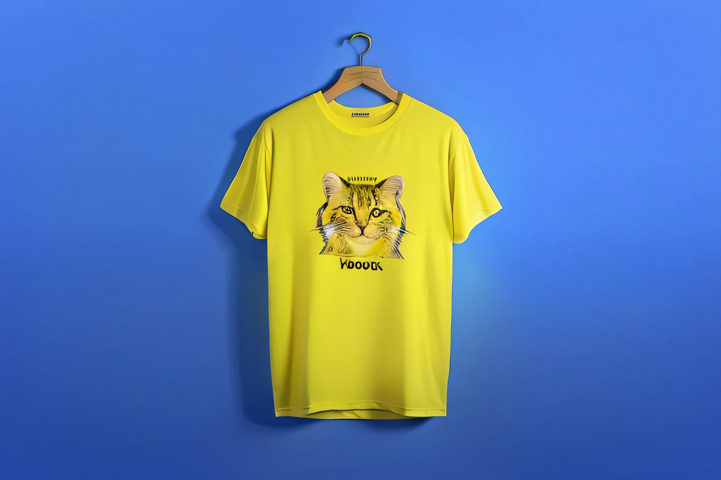 yellow t - shirt mock mock mock mock mock mock mock mock mock mock mock mock mock mock mock mock mock mock mock mock mock mock mock mock mock mock mock mock, t - shirt, t-shirt, fluffy cat t - shirt design, t shirt design, wearing a modern yellow tshirt, t-shirt design, t - shirt design, tshirt design