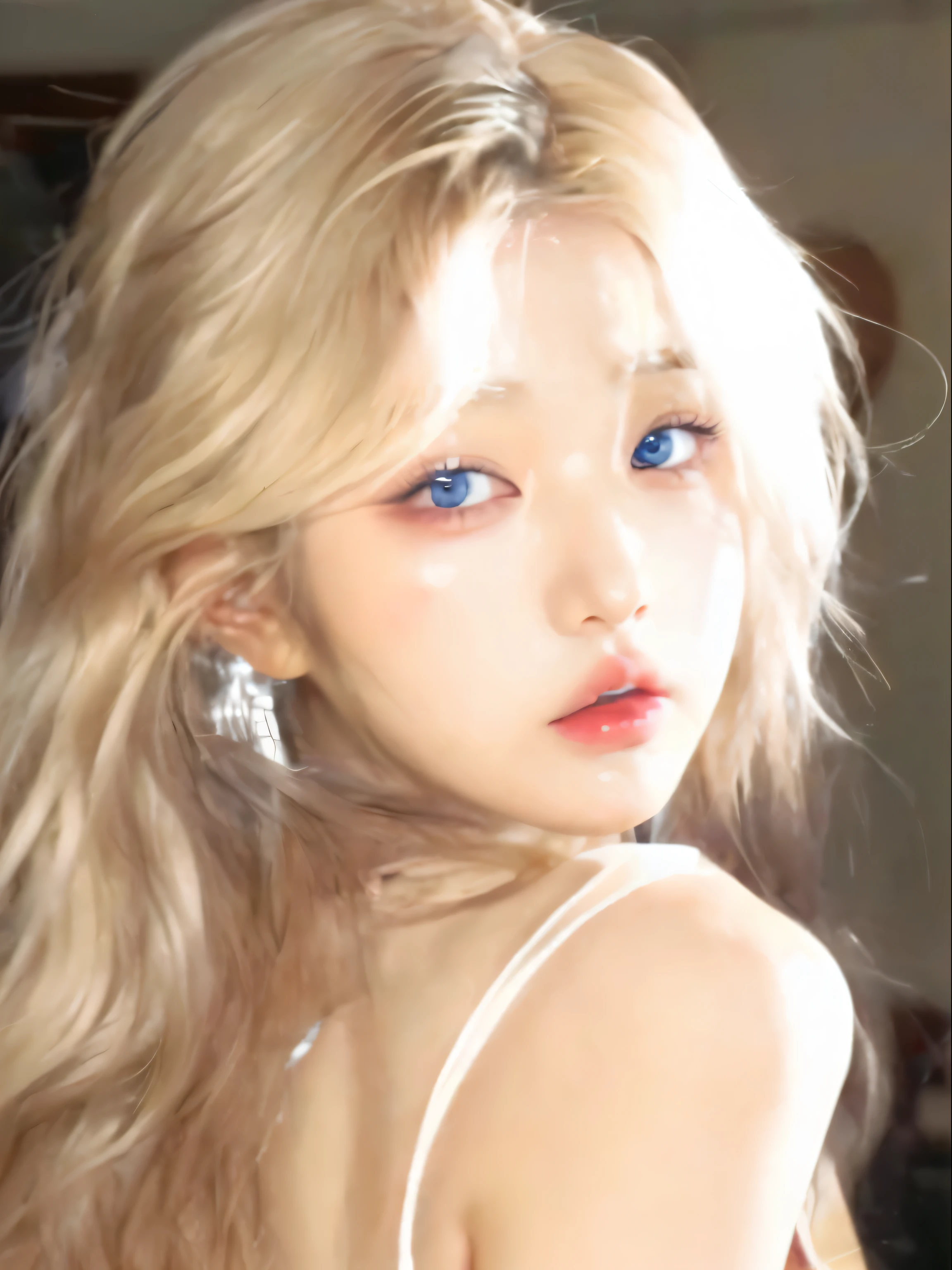 kpop idol, blue eyes, blonde, korean