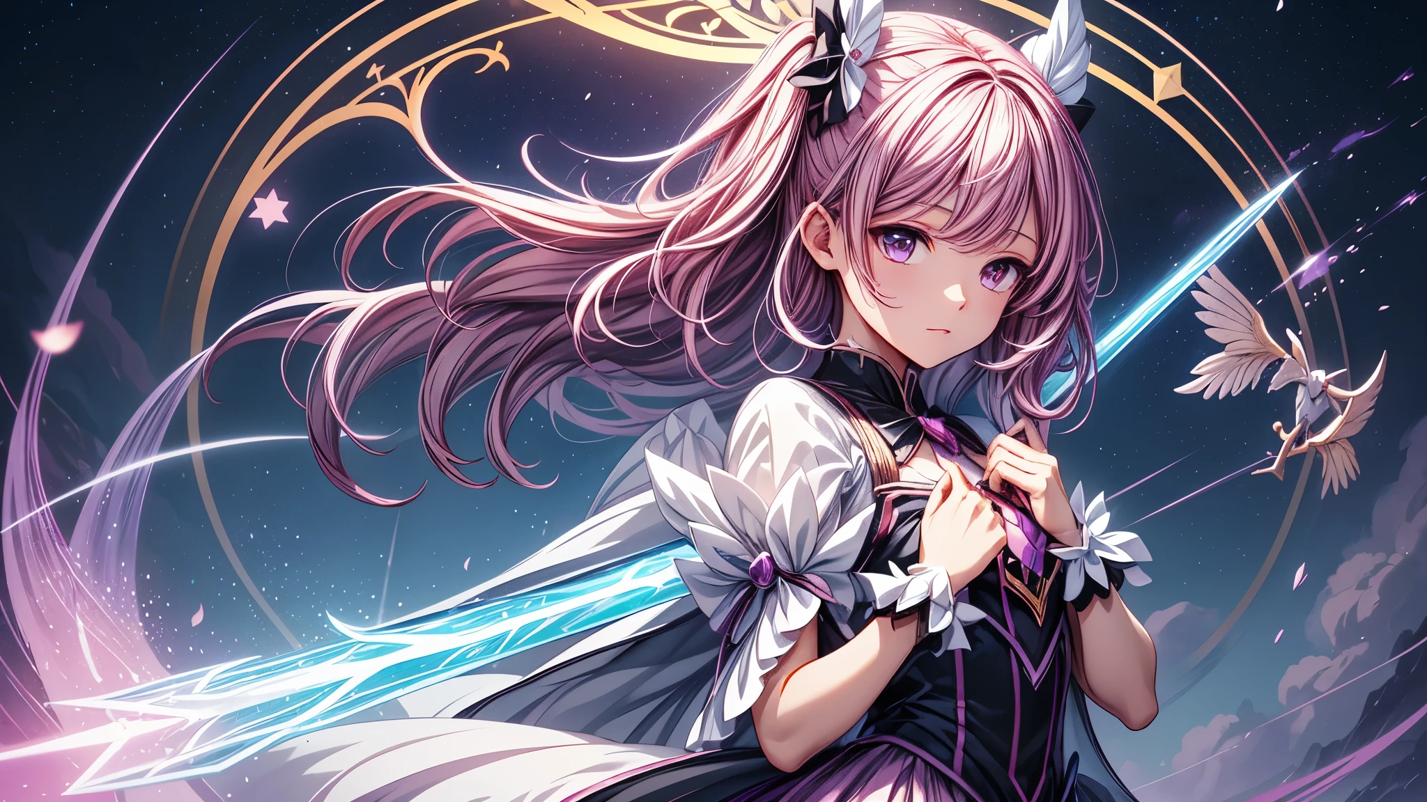 k hd,Chica anime con varita y varita estrella en la mano., portrait of magical girl, sparkling magical girl, magical , sakura captor de cartas, Pino anime, arte anime limpio y meticuloso, magical girl anime mahou shojo, Hermoso estilo de arte anime, lindos retratos de chicas anime, carrying a magical staff, ArteZerochan, encantador estilo de arte, Hada astral, soft anime illustration