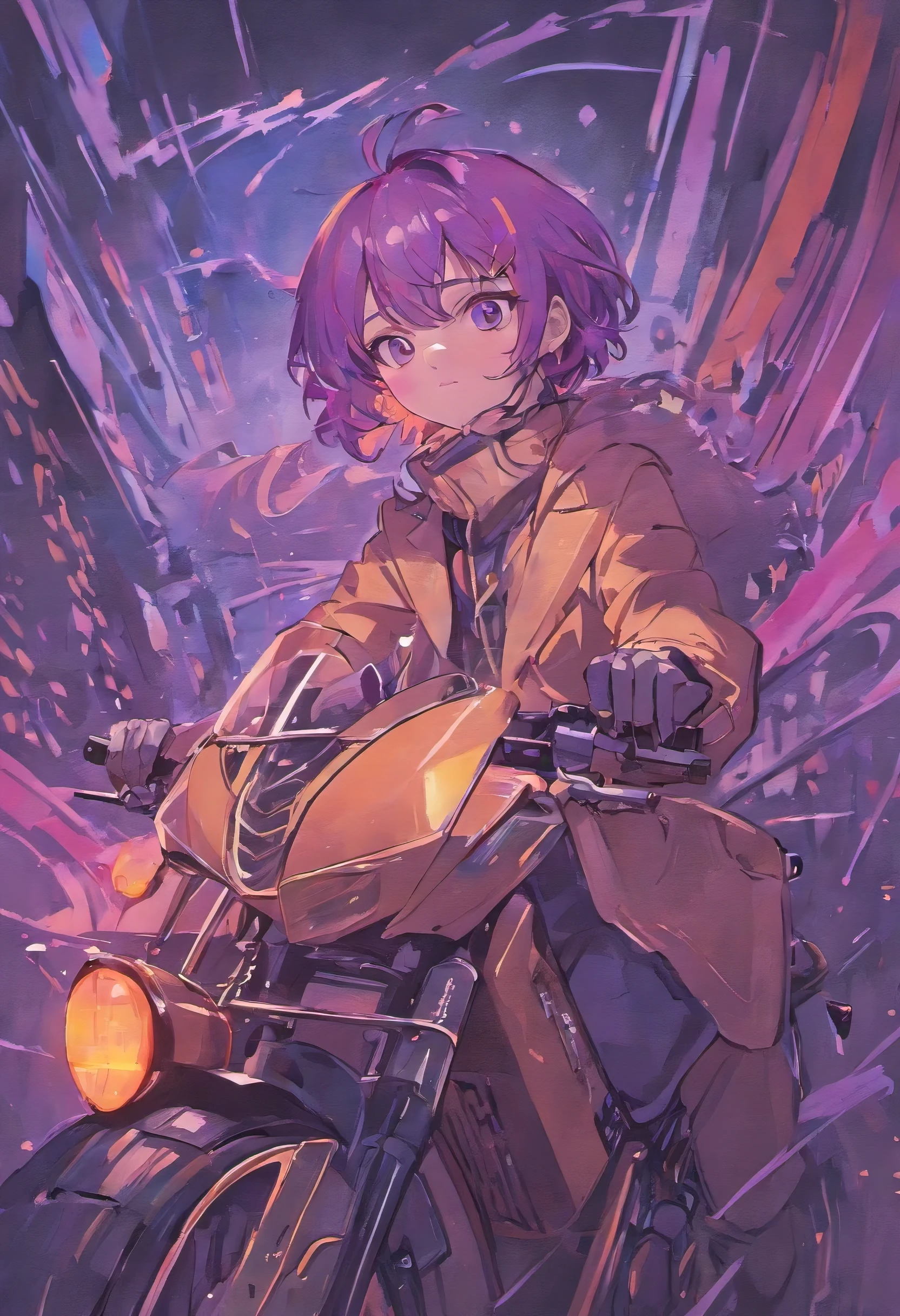 💜🩷
portrait aesthetic guy the style of ashley wood, expressive eyes, interesting hairstyle, Nakayama suit, on a Yamaha motorcycle, hard-edged painter, cut/ripped, vibrant colors, a storm is raging around, monochromatic intensity, very beautiful, fantasy magic, detailed, can't believe how beautiful this is, intricate, masterpiece, highly detailed, digital painting, octane, ultra high detail, concept art