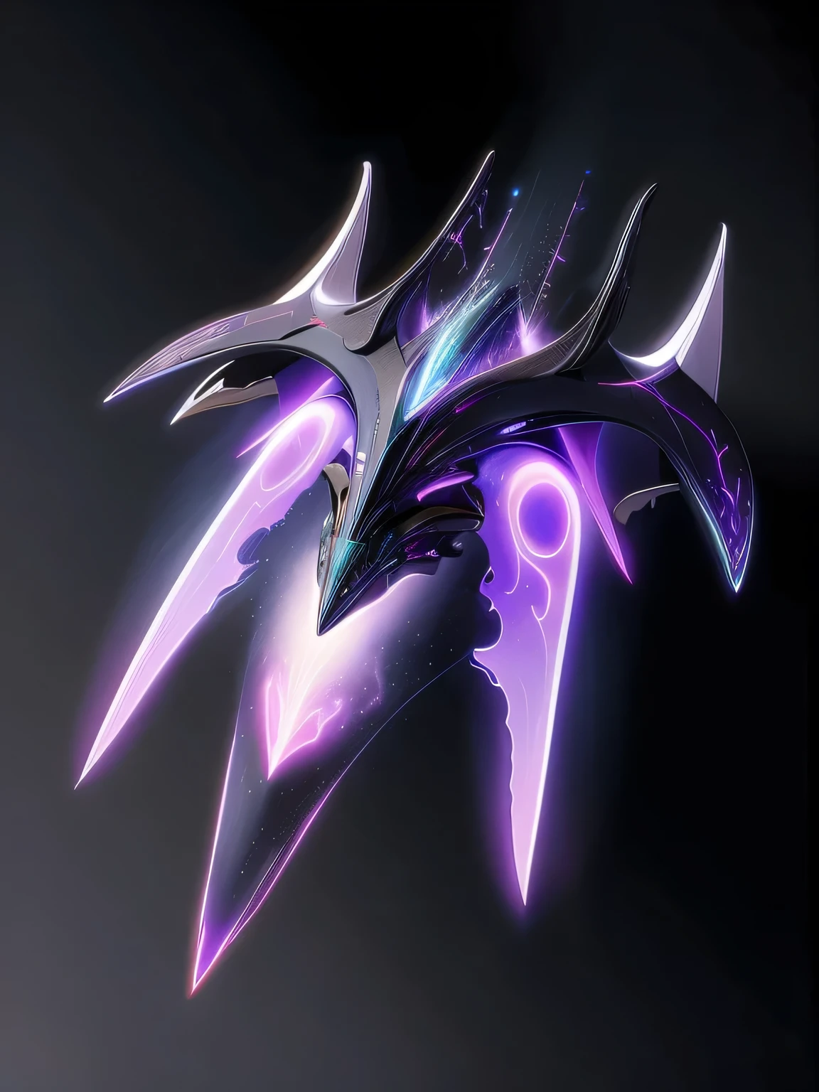 Jet Plane, Futuristic, Dragon Design on the Ship Parts, Night Sky, Thin and Sharp, Radiant Blade Wings
