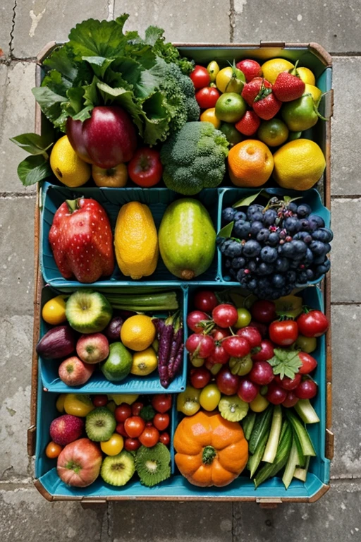vibrant image of a selection of fresh fruits and vegetables