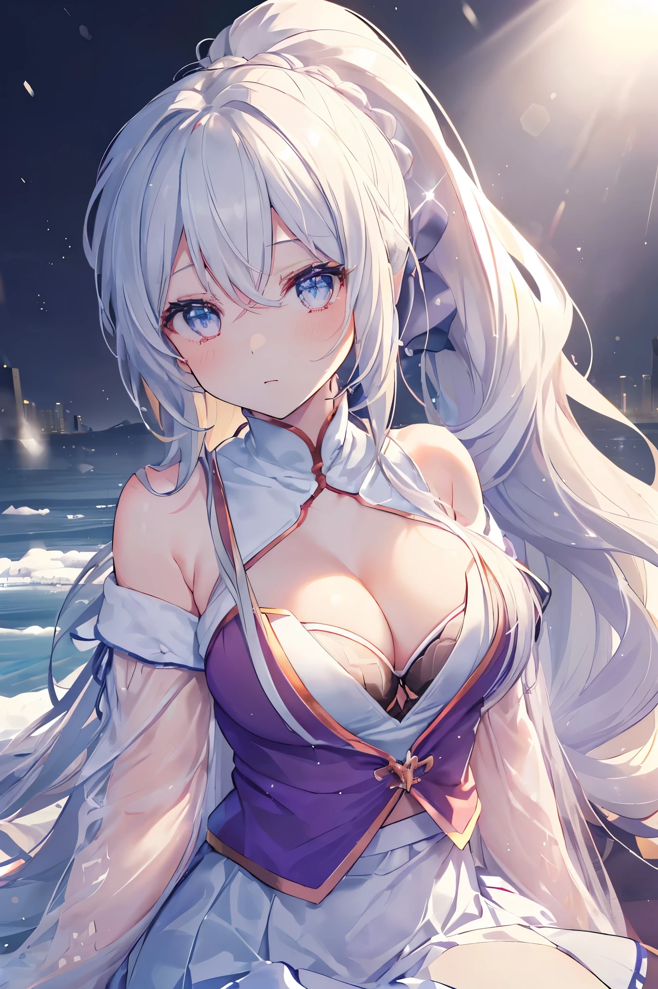 {((anime, op art, Depth of written boundary, Motion Blur, Shining Light, 超High resolution, retina, masterpiece, Accurate, Anatomically correct, Textured skin, Super Detail, Attention to detail, high quality, Awards, 最high quality, High resolution, 16k))} . | 

{((Multiple Girls, student age girl, Wavy Ponytail, Hair that falls over the shoulders, Very long hair, very thick hair, Fine grain, Sparkling eyes, G-breast, Cleavage, Joyful))} . | 

{((Sexy Body, Bring lots of warm clothes, Cotton clothes))} . | 

{((Frozen Lake, Sparks, Crystal of snow, Starfall))} . | 

{((Wide-angle, Upper Body, (perfection_refer to:1.0), (perfection_foot:1.0), Better_hand, more_detailed))} break, show off bra:1.4, mini skirt;1.4, , shoot from below
