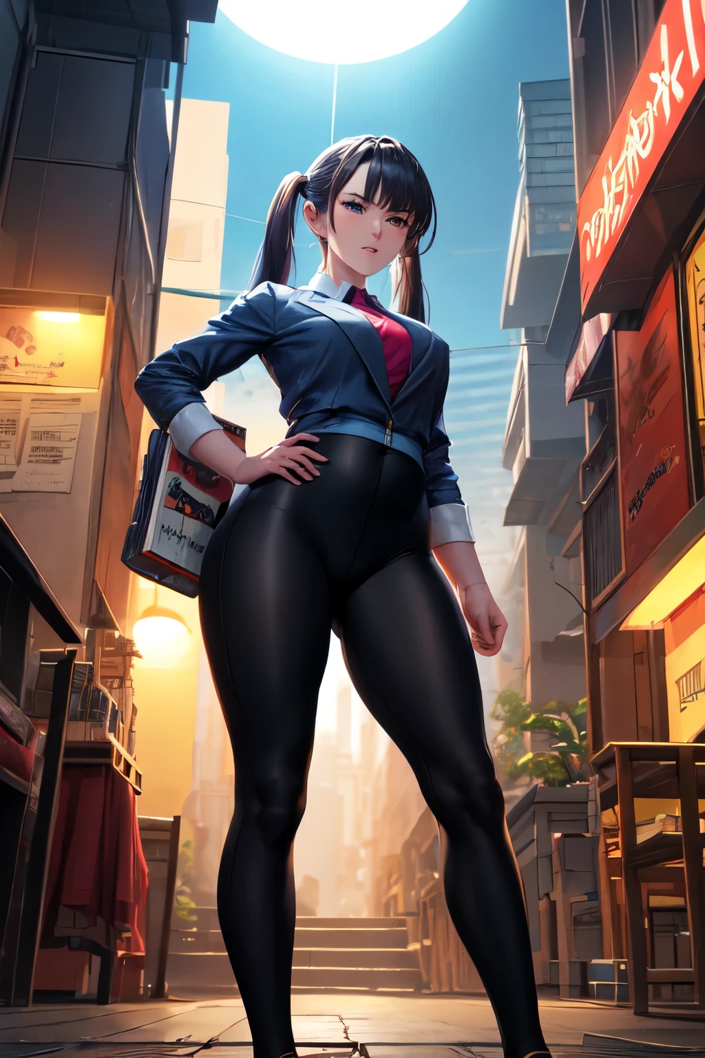 obra de arte, melhor qualidade, HuTaoV4, 1 garota, Sozinho, corar, twintails, Cabelo longo, cabelo entre os olhos, ((roupas de rua)), cidade, ao ar livre, noite, Movie poster, 8K extremamente detalhado, suave, high resolution, ultra qualidade, cinematic lighting, Ambient Occlusion, High definition, 2k, 4K, 8k, 16K, anime extremamente detalhado, rostos detalhados, perfect composition, plano amplo, Atmospheric lighting, saia elevadora, muito sexy