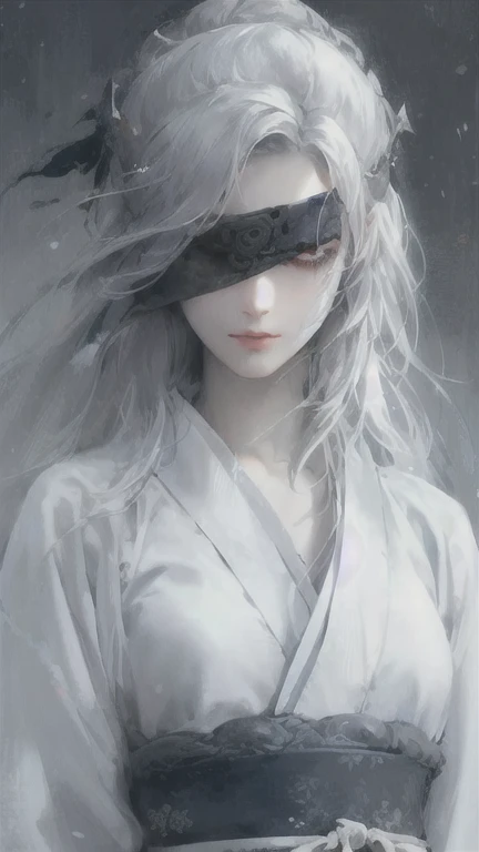 Close-up of a woman with white hair and a white mask, Beautiful character drawings, Gweitz, artwork in the style of Gweitz, White-haired God, Beautiful woman J, Magnificent and elaborate character art, Amazing character art, By Phan Chi, By Wujun Shifan, Gweitz on pixiv artstation