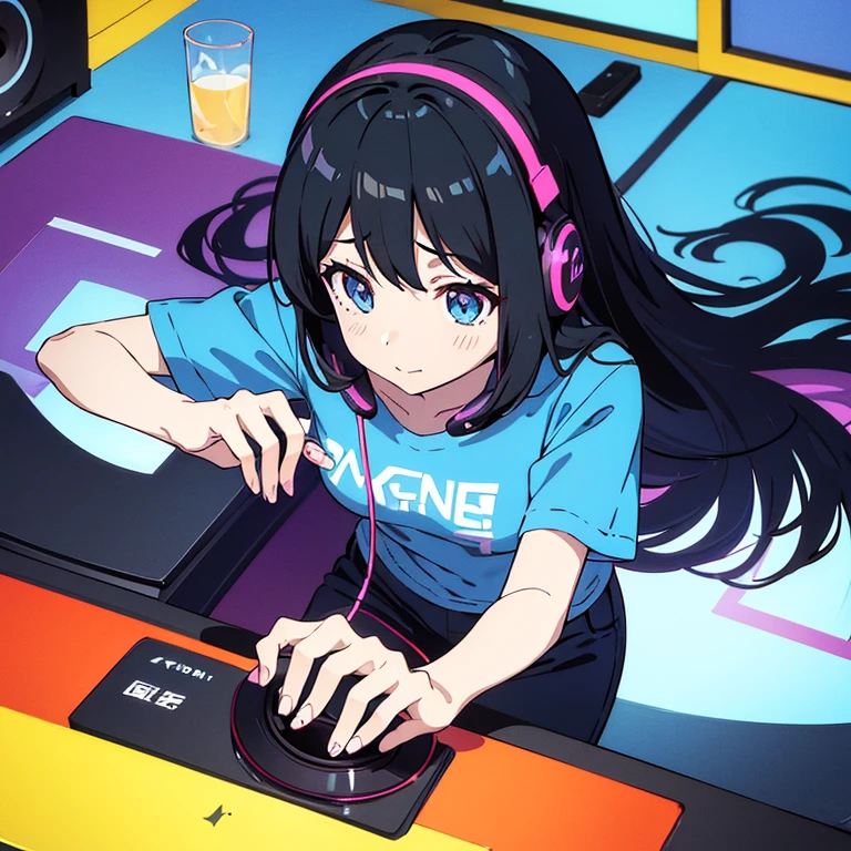 two anime girls in headphones are playing music on a turntable, anime vibes, anime style 4 k, ig studios anime style, nightcore, 8 0 s anime vibe, anime girls, anime style. 8k, lofi artstyle, dj sura, anime moe artstyle, anime style illustration, trending on cgstation, anime style artwork, e-girl running awakening