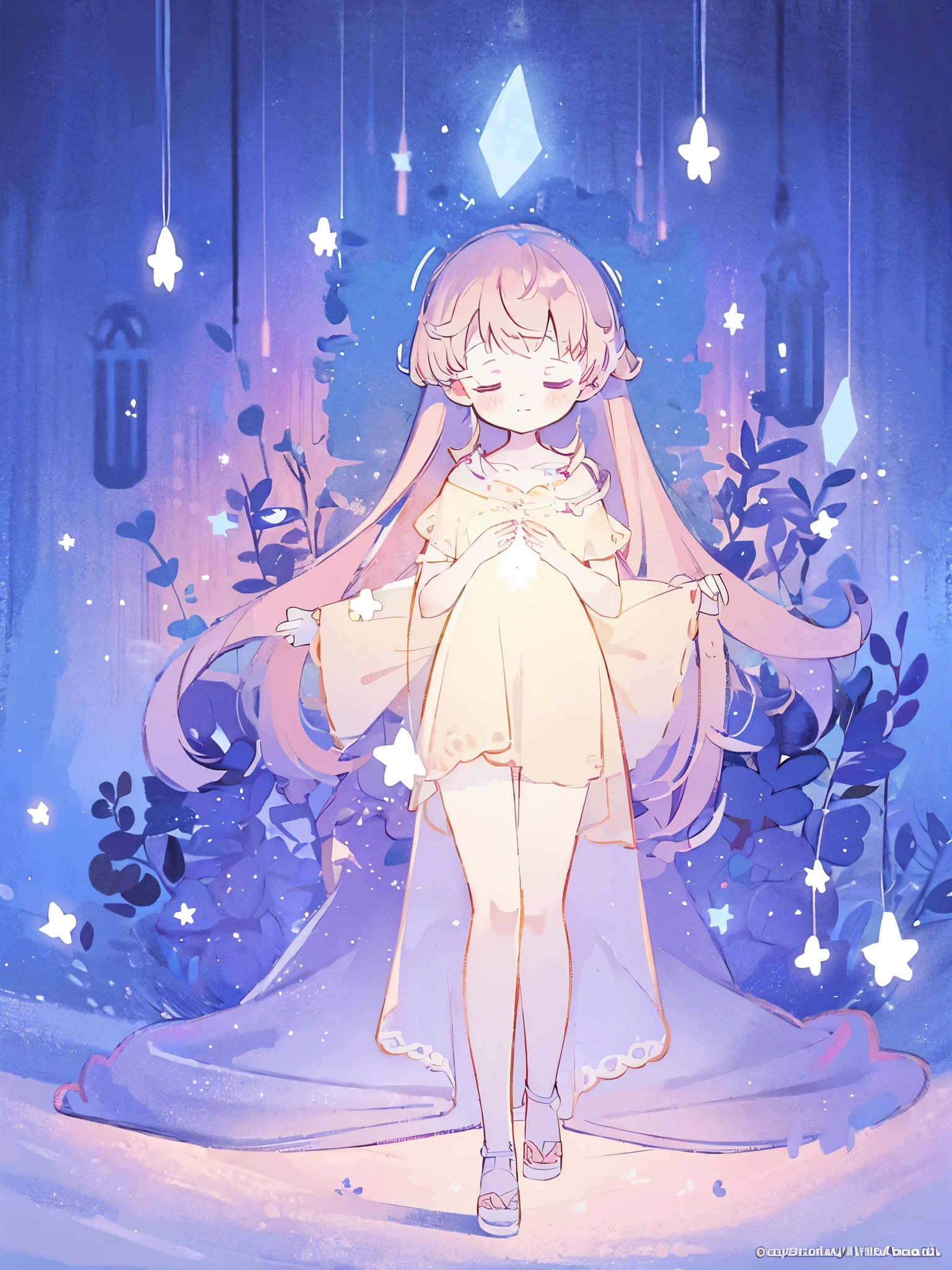 complex background, wishing star background, a woman wearing an ethereal mystical pink translucent dress that reflects the stars, perfume promo art, mystic, complex drawing, highly detailed, Covergirl brand, promo art, artistic rendition, ethereal, starry night, midjourney style