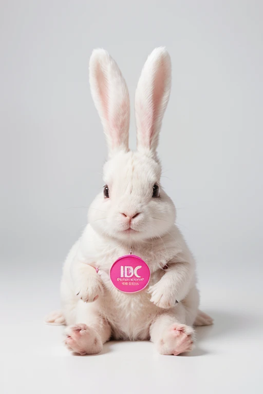 A corporate logo with a white background and a pink rabbit's face in the center