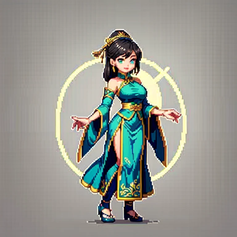 (masterpiece, top quality, best quality), pixel,pixel art,1women,chinese dress full body,